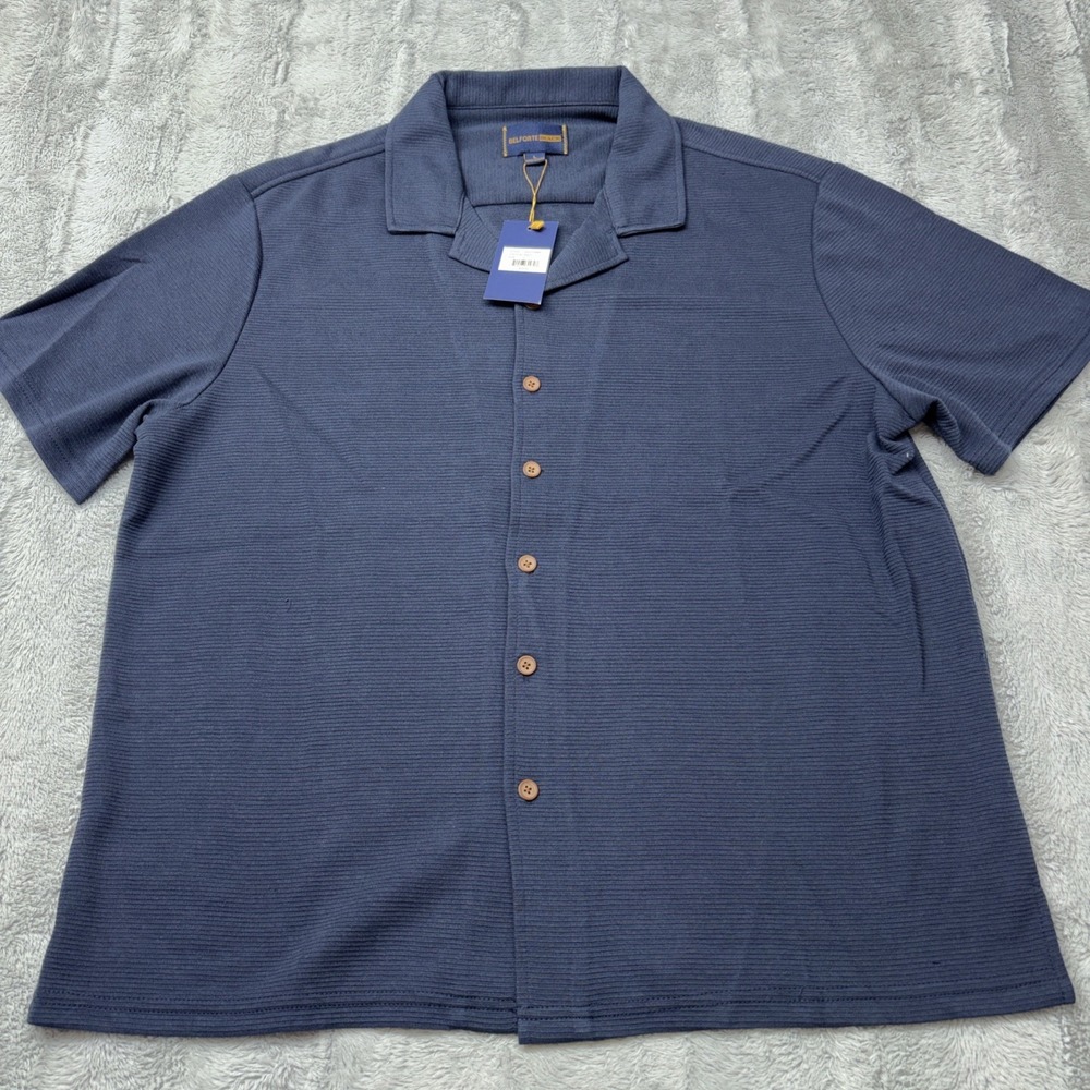 Belforte Black navy short-sleeve knit shirt in‎ size large